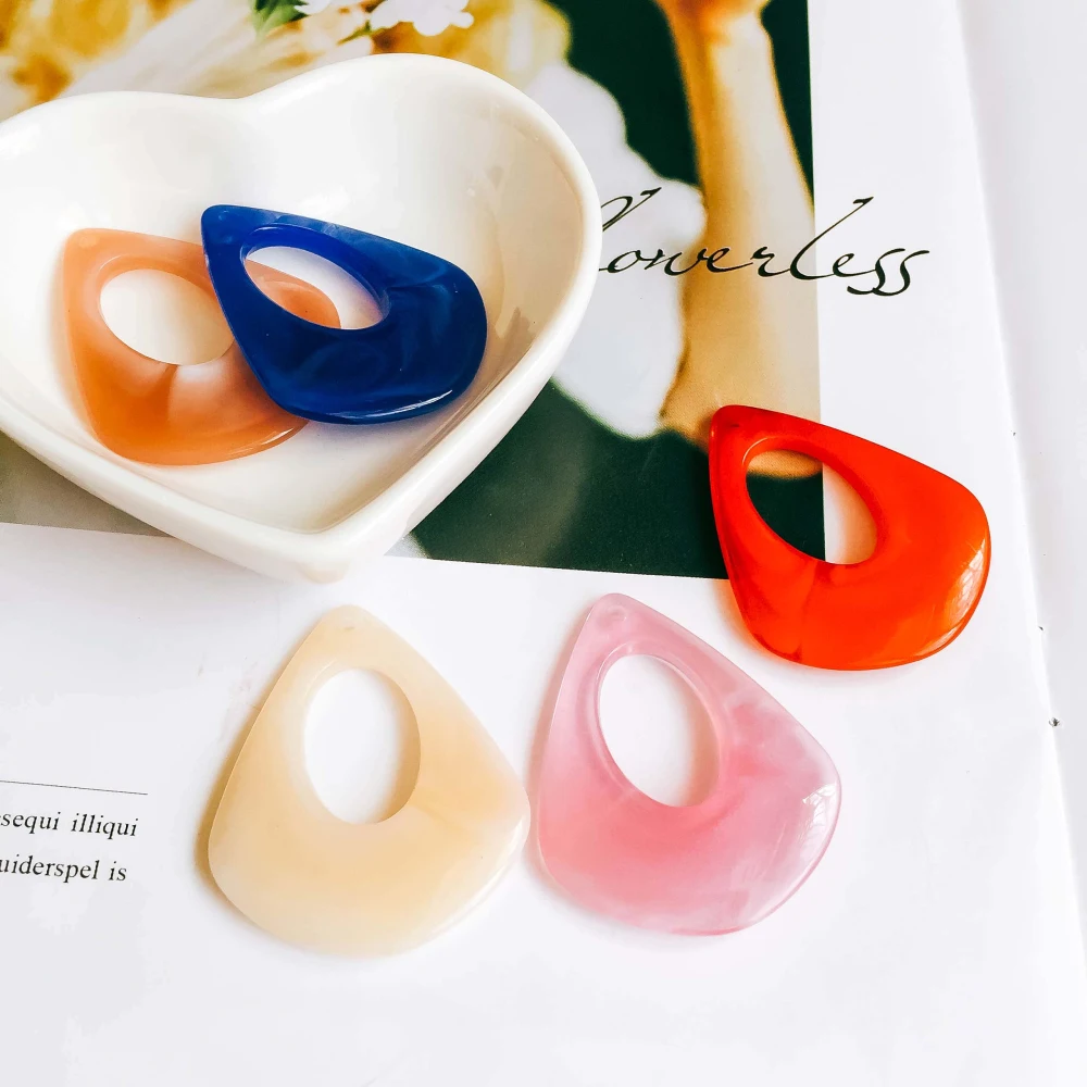 ZEROUP Acrylic Plastic multicolor Eardrop Triangle Shape Earring Accessories Pendant Necklace Charms Diy Handmade Material 10pcs