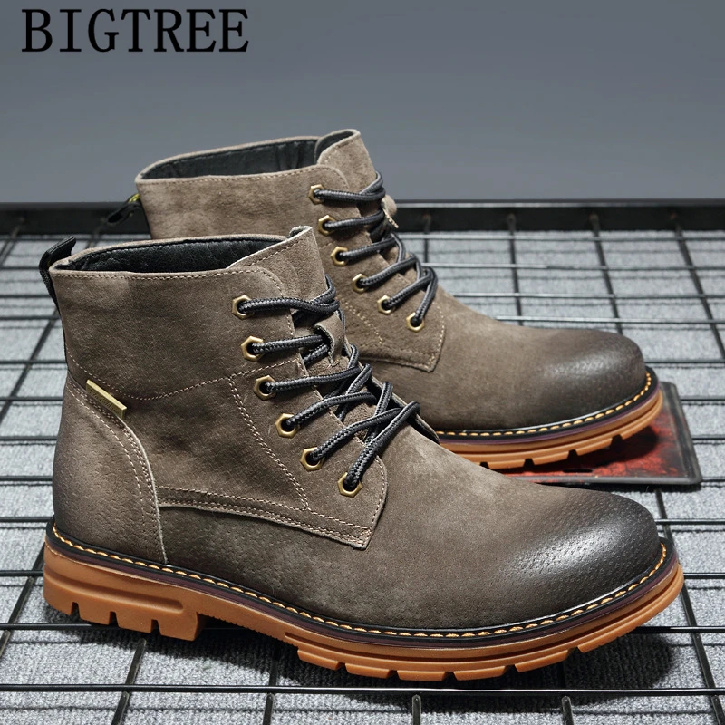 Botas de cuero genuino Para Hombre, botines de desierto, zapatos + Bota motorista Erkek Bot Ayakkabi, 2024