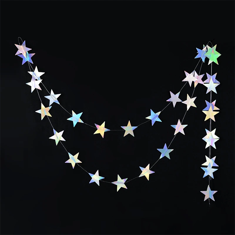 Farbverlauf Silber Papier Stern Girlande für Kinder Geburtstag Party Dekoration Hochzeit Weihnachten Wandbehang Banner Mädchen Junge Baby Dusche – Detail 6