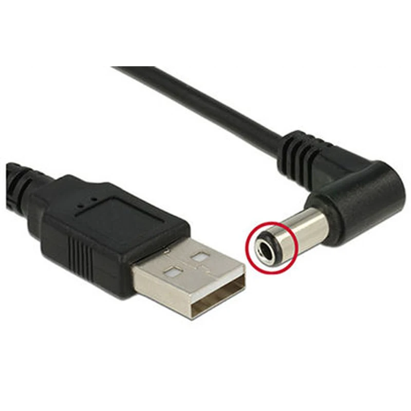 Schwarzes Winkel-PC-USB-Stecker auf 5V DC 5.5*2.1mm 3.5*1.35mm Verlängerungskabel Adapter 5.5*2.5mm zu USB-Datenkabel – Detail 12