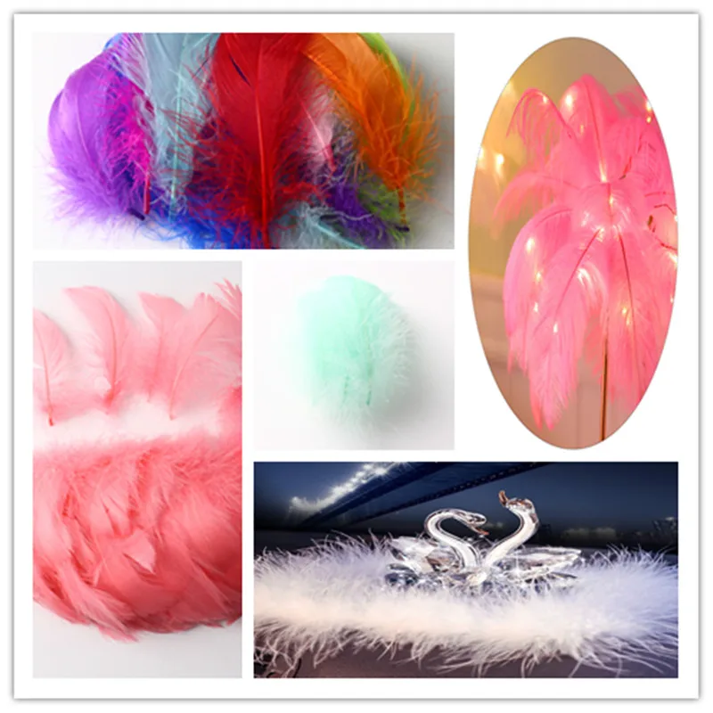 100Pcs Natural Small Floating Feathers Floating Goose Down Colored Feather Wedding Dresses Dream Net Decoration Accessories