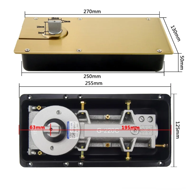 Titanium glass door floor spring plus heavy frameless tempered glass door floor spring wood door floor spring bearing 100kg