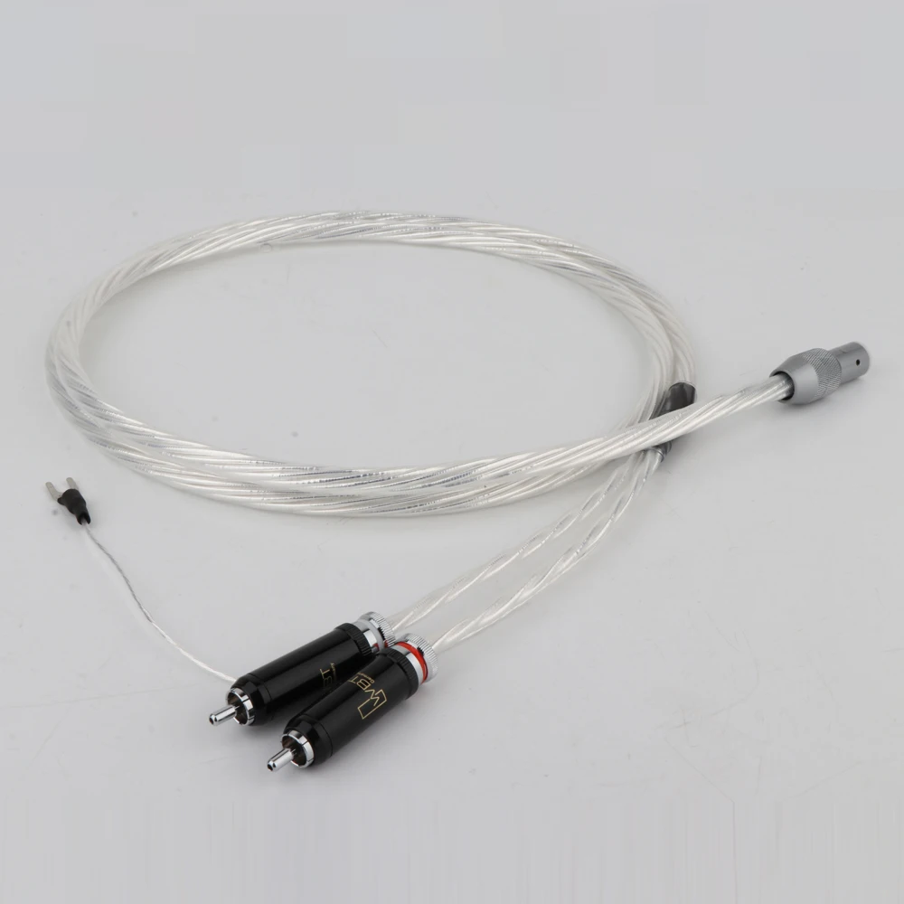 Hifi Tonearm Cable 5 Pin Xlr to RCA Wire OFC Silver Plated Audio Cable Hi-end DIN Connector to 2RCA Cable Audiophile Phono Cable