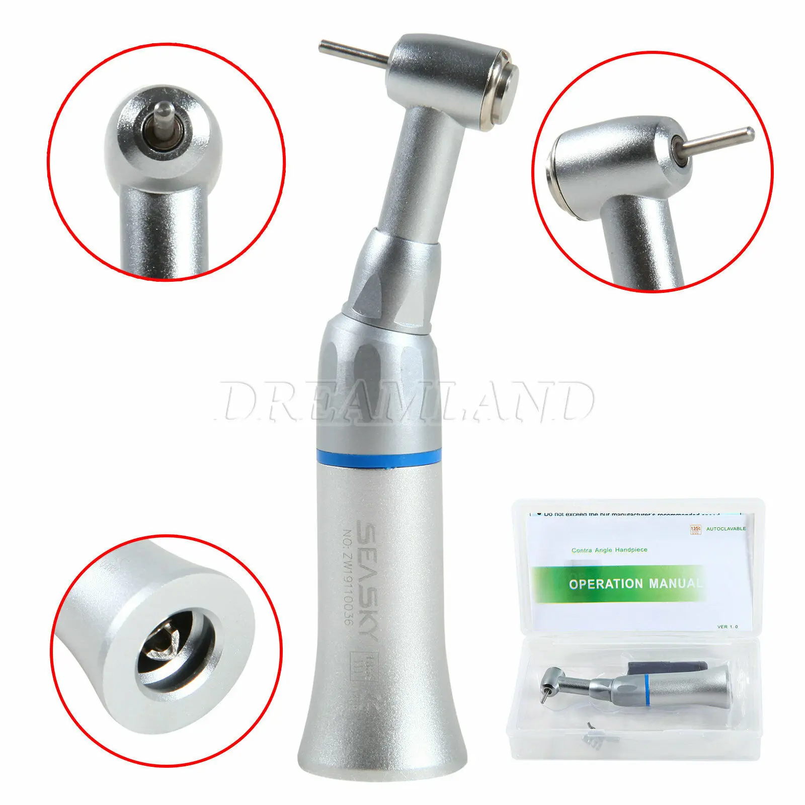 

Dental Contra Angle Slow Low Speed Handpiece Push Button Type Fit FG 1.6mm