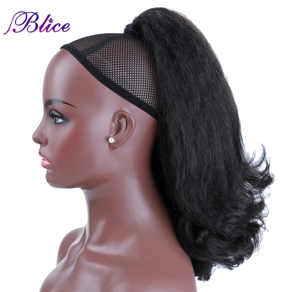 Blice Synthetic Drawstring Ponytail Hair Pieces Ponytail Kinky Straight Hair Extensions Kanekalon Hair With Combs Warp Ponytail