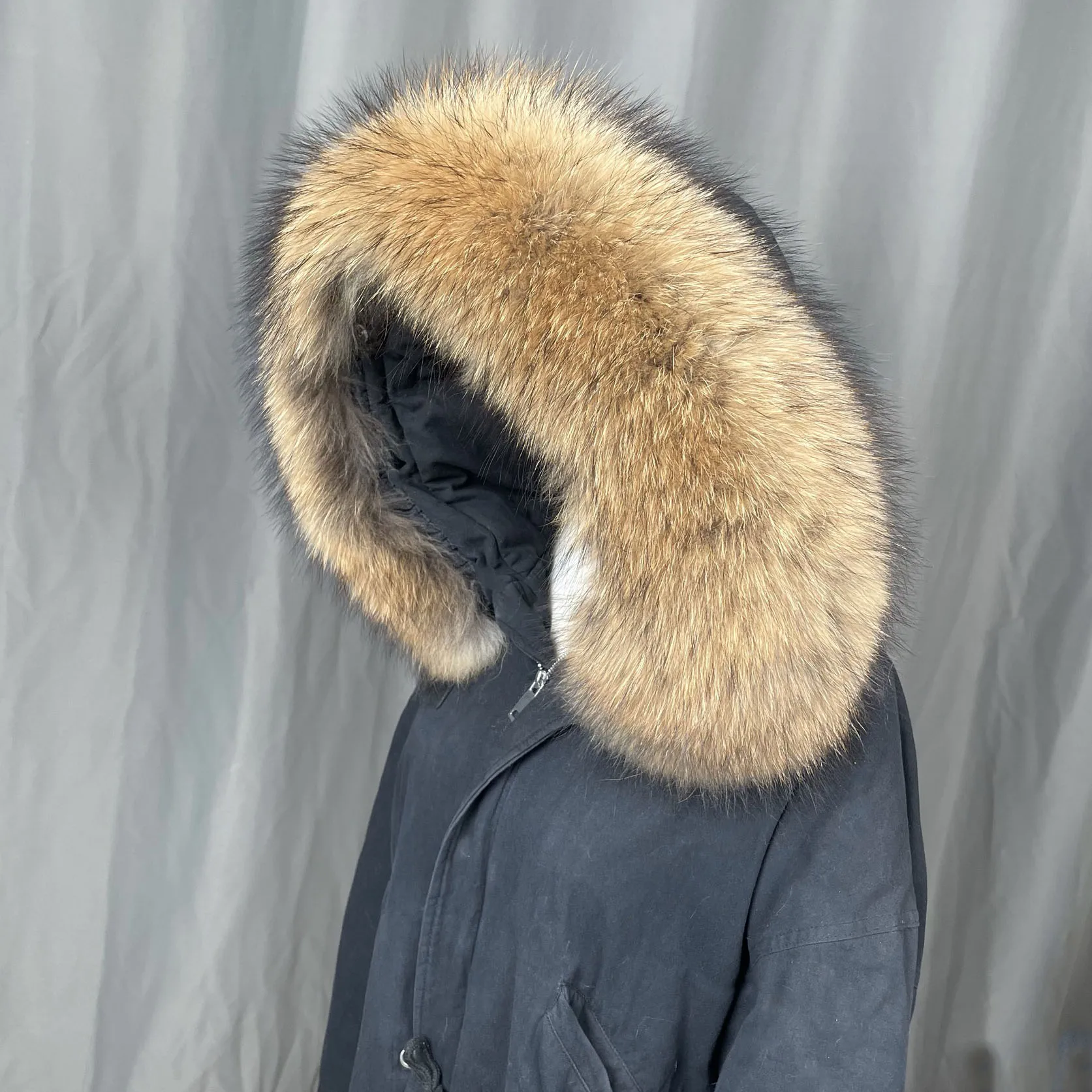 A Real Raccoon Fur Collar Womens Natural Fur Gray Collar Real Fur Shawl Raccoon collar Fur Scraves Raccoon Fur