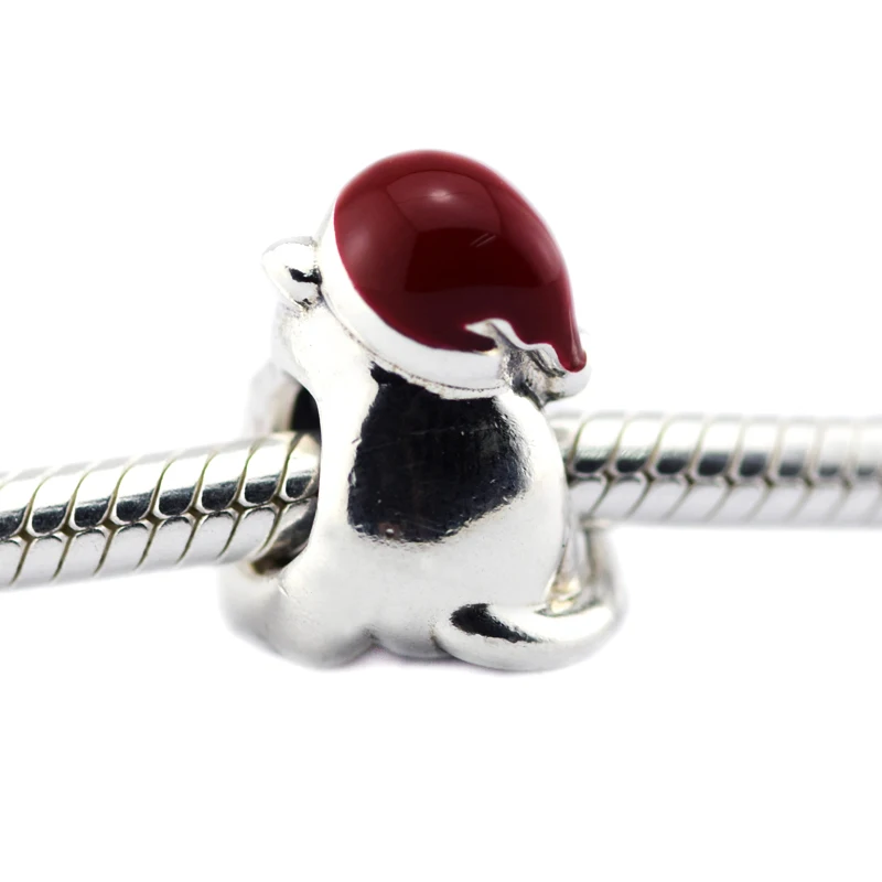 Christmas Kitten Berry Red Charm Silver Original Beads For Jewelry Making For European Bracelets DIY Sterling Silver Beads