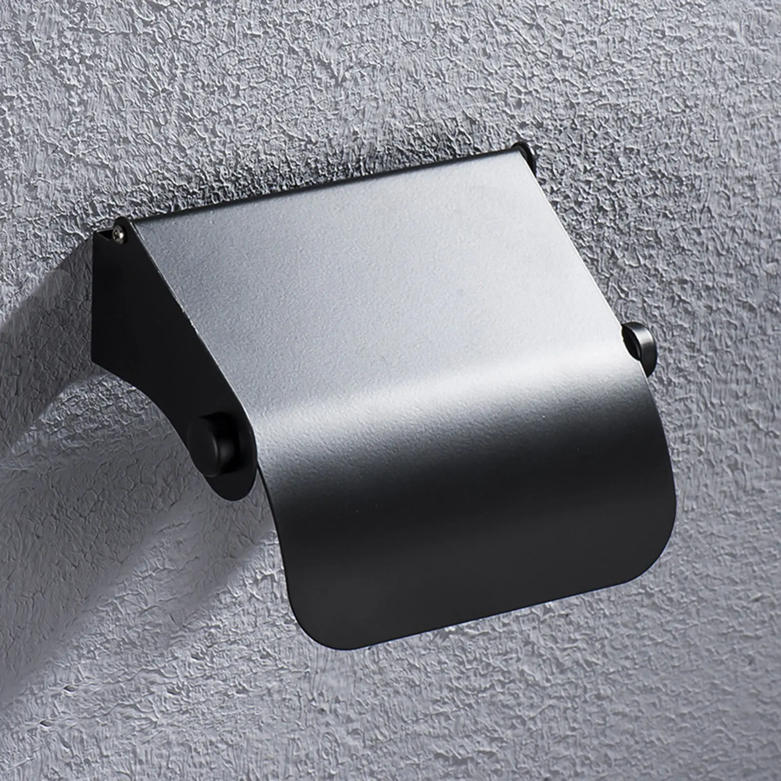 Bathroom Stainless Steel Black Toilet Roll Paper Holder Wall Mount with Curve Cover Bathroom Single Roll Paper Holder with Screw