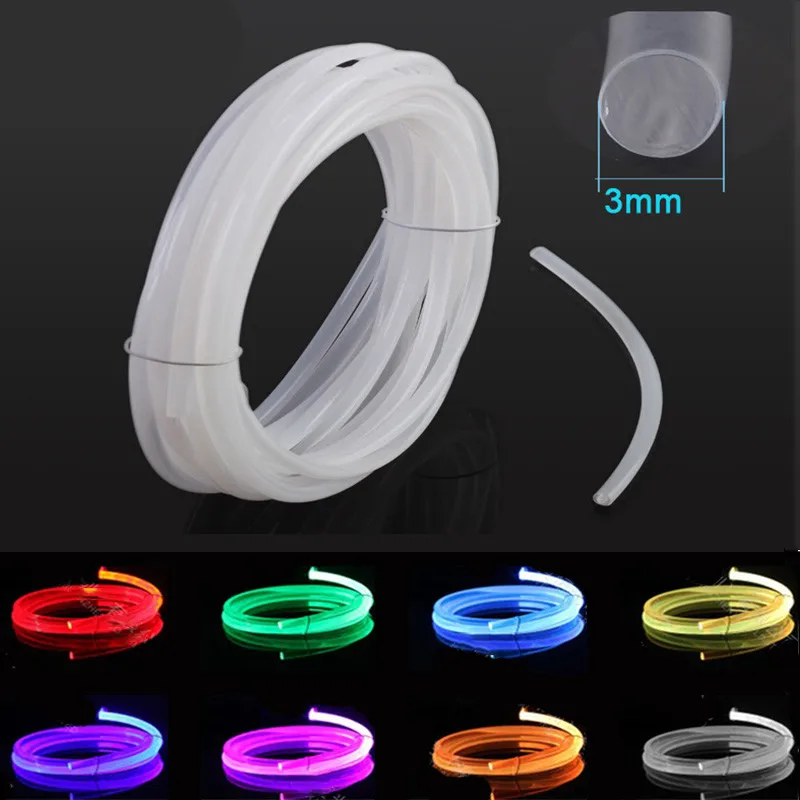 

3.0mm Fog White Cream Color Side Glow Optical Fiber Super Bright Plastic Optical fiber for Car Lighting Keyboard Headphone Cable