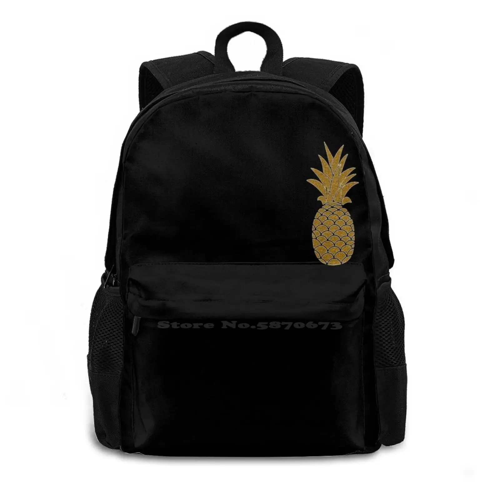 Gold Pineapple 368D Print Design Backpack Student Bag Golden Pineapple Pineapple Star Gloden Pineapple Golden Fruit Golden