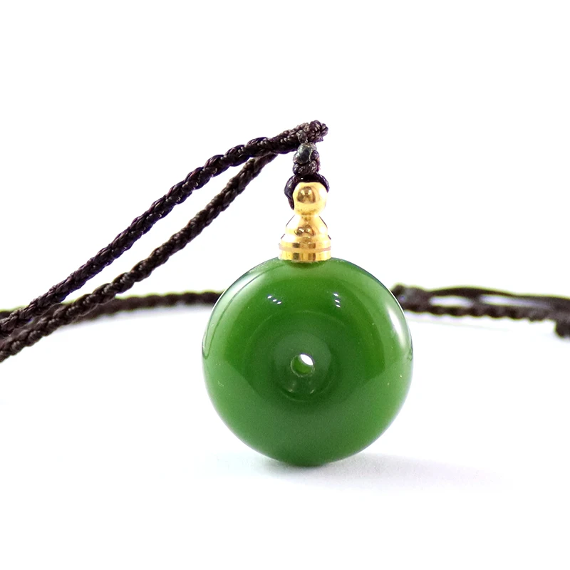 1PC Perfume Bottle Pendants Natural Stone Green Jade Stone Essential Oil Bottles Pendants Necklace