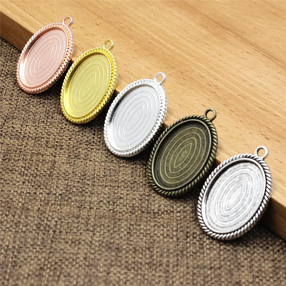 Onebeading Fit 18x25mm Oval Cabochons Summer Fashion Pattern Glass Base Frame Bezel Tray Blank DIY Accessory Making 10pcs K00230