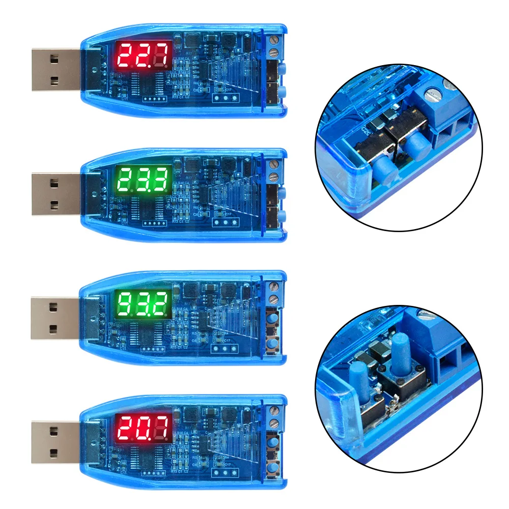 DC-DC 5V per 3.3V 9V 12V 24V Modulo di Alimentazione USB Bordo Rosso Verde del Display tensione Fino Step Up Step Imbottiture Boost Buck Converter