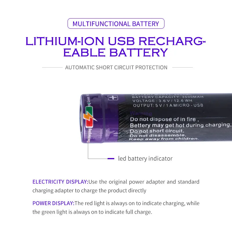 6 Chiếc Laptop USB 18650 3500 MAh 3.7V Li-ion Rechargebale Pin USB 5000 Ml Pin Li-ion + USB dây