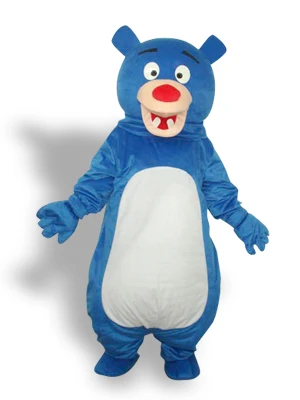 Urso azul profissional curto de pelúcia mascote traje adulto festa aniversário fantasia vestido halloween cosplay roupas natal