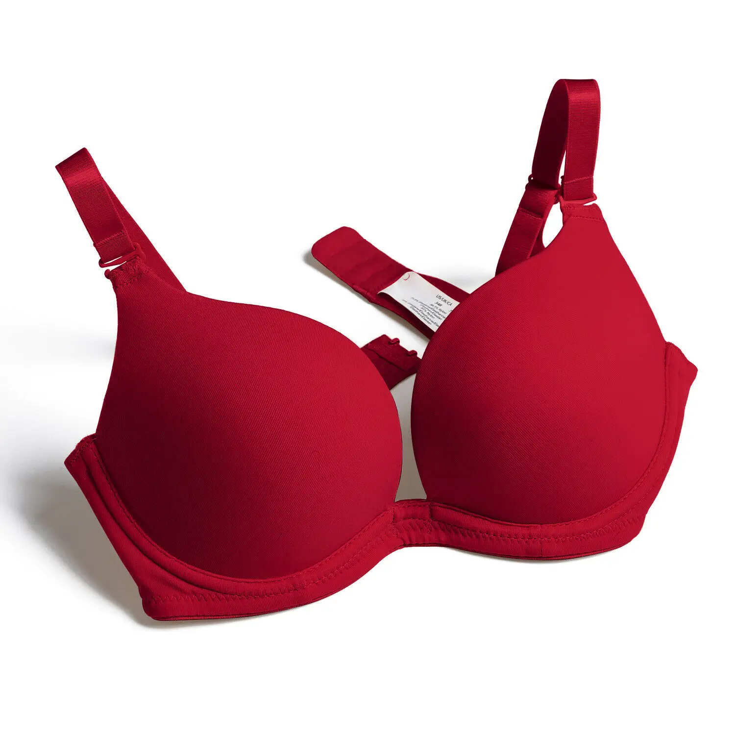 New Red Bras for Women Plunge Multi-way Underwear Padded Push Up Brassiere Clear Transparent Straps Convertible Sexy Lingerie