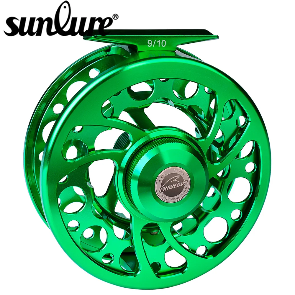 Sunlure Fly Fishing Wheel Green Color Fly Fishing Reel CNC Machine Cut Large Arbor Die Casting Aluminum Fly Reel Left&Right Hand