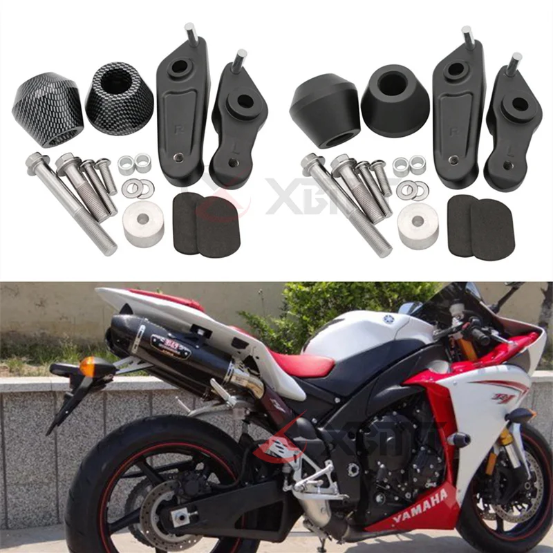 No Cut Motorcycle Frame Sliders Crash Falling Protection For Yamaha YZF R1 YZFR1 YZF-R1 2009 2010 2011 2012 2013 2014