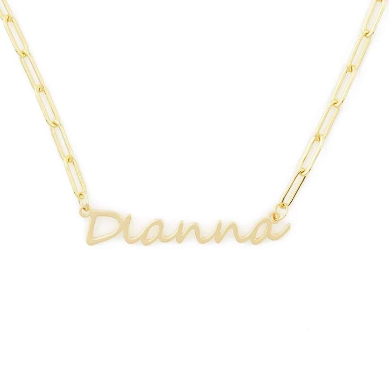 

Personalized Name Necklace With Paper Clip Chain Custom 18K gold plated Stainless Stee Nameplate Necklace Jewelry Christmas Gift