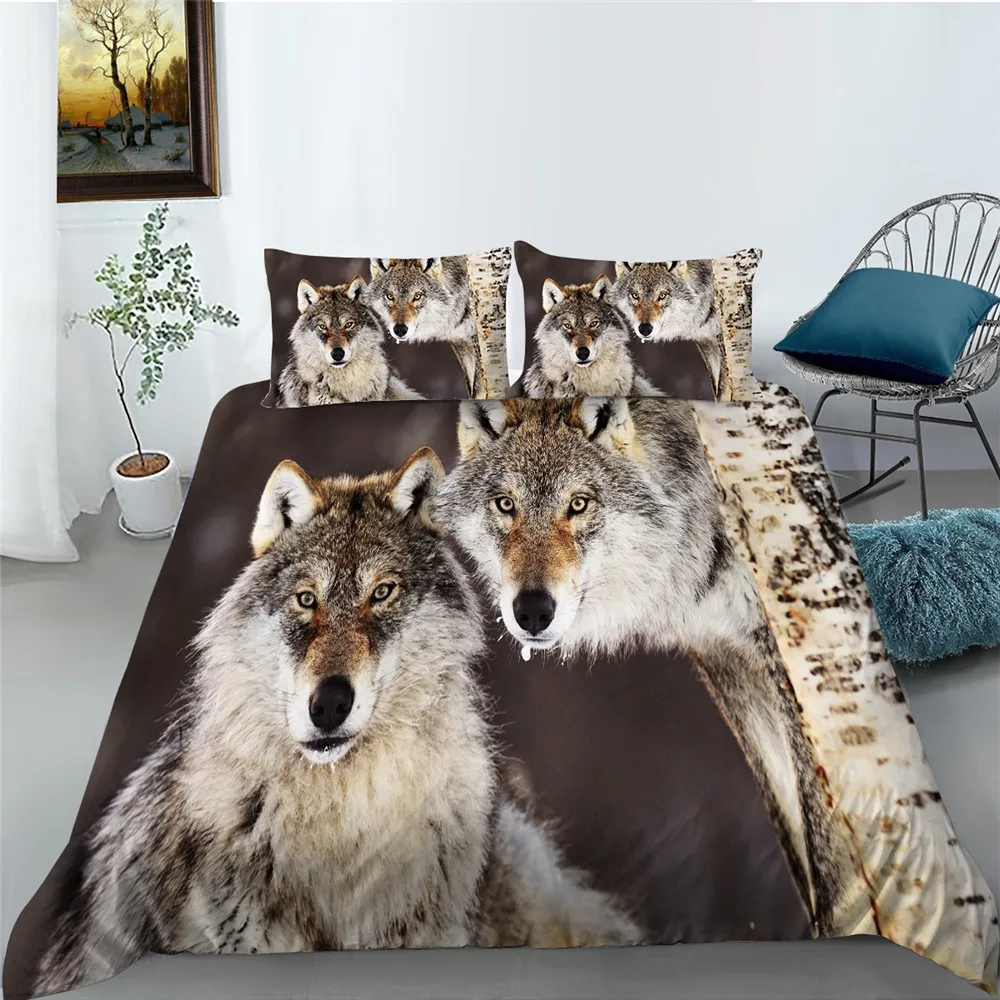 

Bedding Set Queen Size Luxury Wolf Printed Duvet Cover Set with Home Textiles High Quality Unique Deisgn Bedding Sets