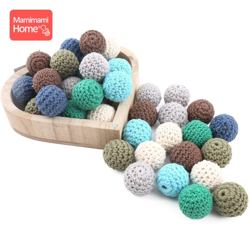 

10pc 16mm Crochet Beads Baby Wood Teether New Born Toy Making Jewelry Nursing Necklace Bead Wooden Rodent Blank Children'S Goods