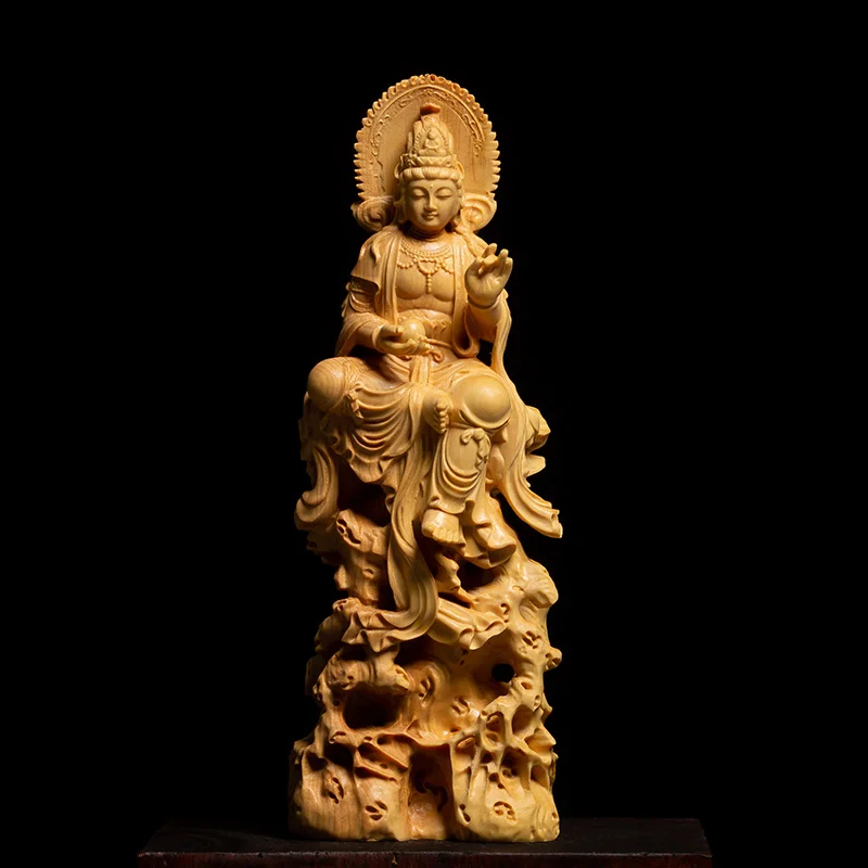 

Authentic Solid Wood God Yin Statue, Free Goddess of Mercy Figure, Premium Buddha Sculpture, Feng Shui Inspired Carving