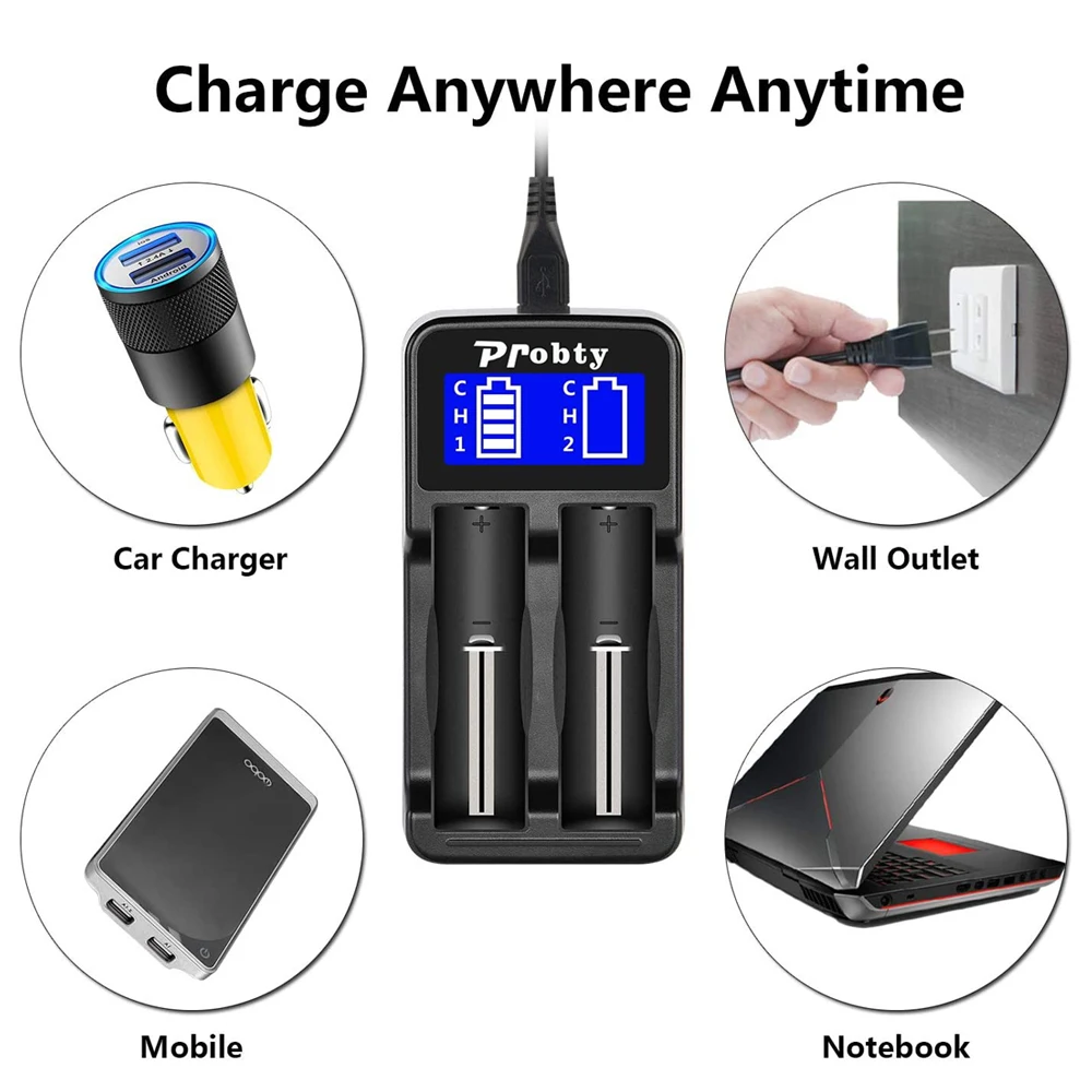 18650 caricabatterie Display LCD caricatore intelligente USB 18490 18350 17670 17500 16340(RCR123) 14500, Ni-mh/Ni-Cd A AA AAA