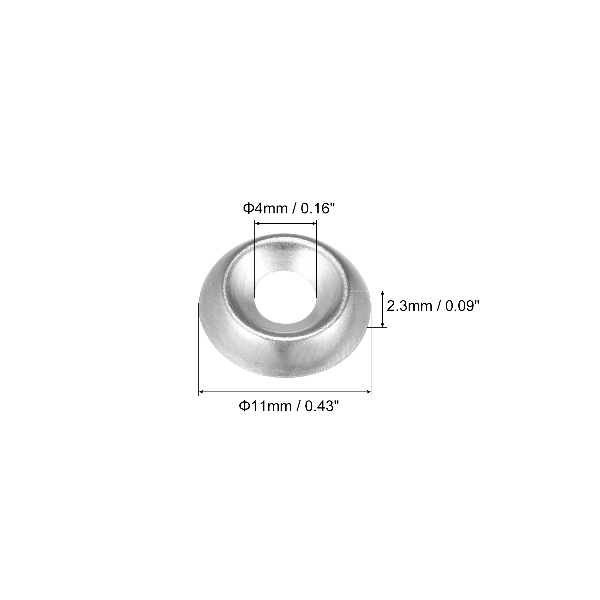 Uxcell 150pcs #6 304 나사 볼트 용 스테인레스 스틸 컵 와셔 카운터 싱크