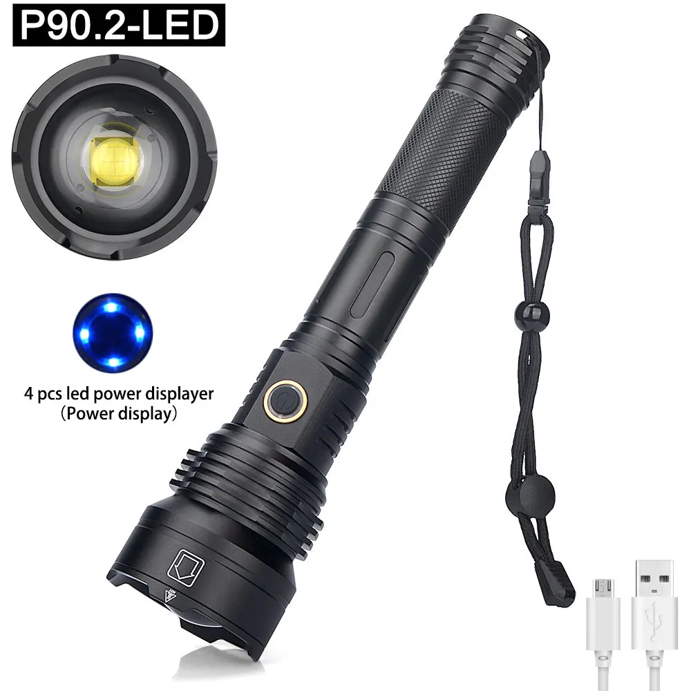 

3800 Lumens P90 LED Zoom USB Rechargeable 18650/26650 Adjustable Flashlight Torch Light