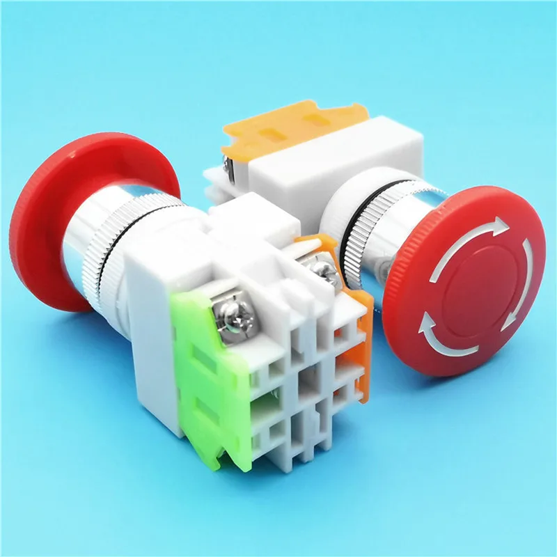 1pcs 220V power switch mushroom emergency switch LAY37 emergency stop button switch self-locking hole 22mm