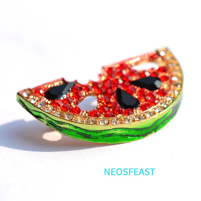 Cute Rhinestone Watermelon Brooches For Women Enameled Fruit Pin Multi Color Party Gifts Coat Garment Accessory Fashion Jewelry