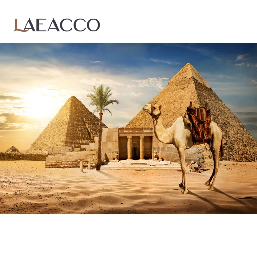 Laeacco Vintage Pyramid Egypt Ancient Dusk Wild Desert Sand Scenic Photography Background Photographic Backdrop For Photo Studio