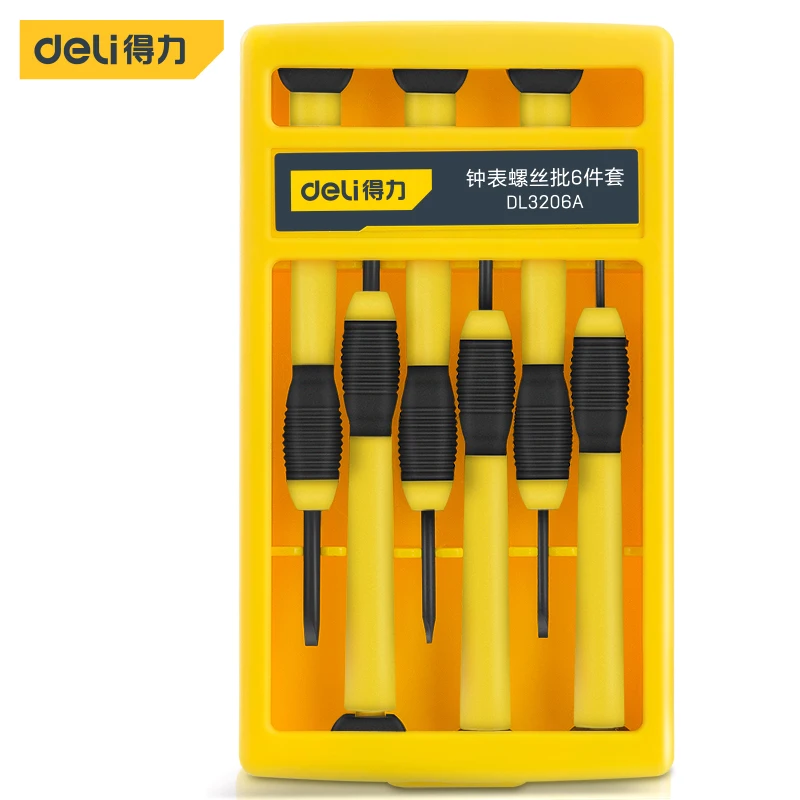 

deli 6Pcs Screwdriver Kit Precision Screwdriver Set Phillips Slotted Screwdriver for Phone Watch Repair Electronic Parts Tool