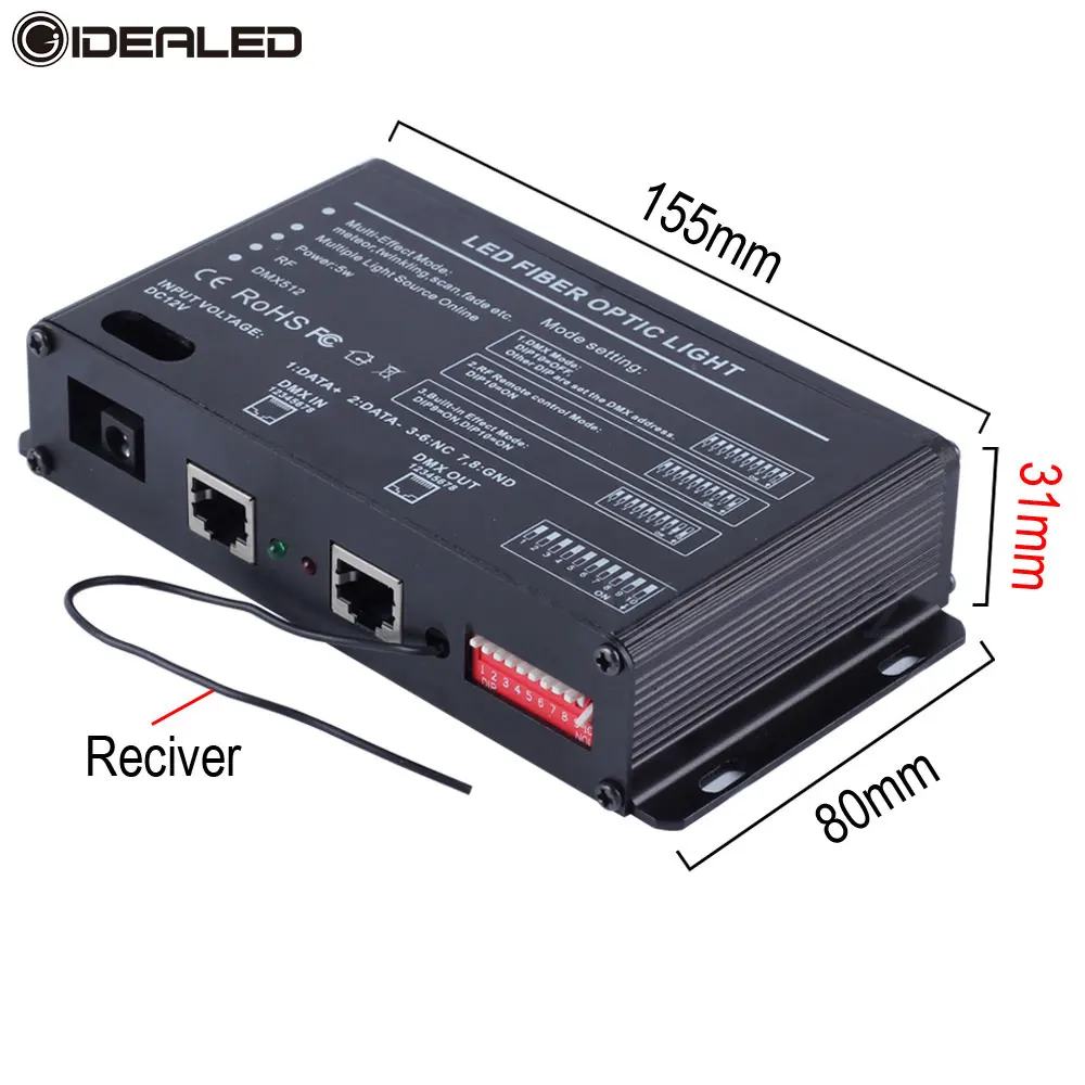 Luz de efecto meteorito starlight de fibra óptica, controlador DMX512, 5W, motor de estrellas de disparo, RF 2,4G, Control remoto, PMMA, iluminación