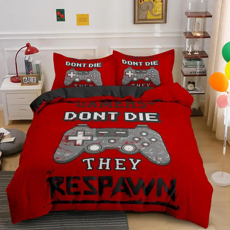 Gamepad Bedding Set for Boys Modern Gamer Comforter Cover Video Game Duvet  Kids Colorful Action Buttons Printed