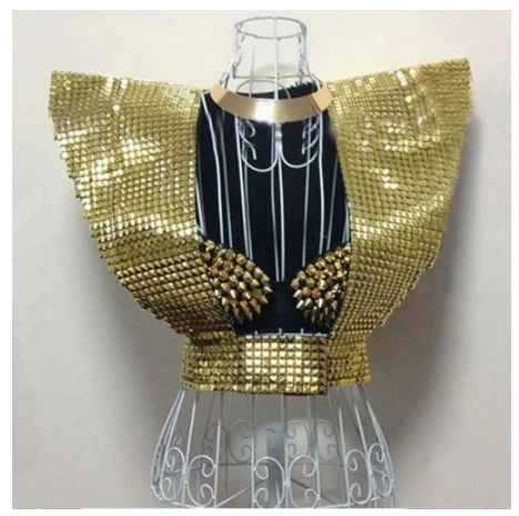 Habergeon golden flower style costume DS costumes female DJ style sparkling paragraph armor High quality free shipping singer