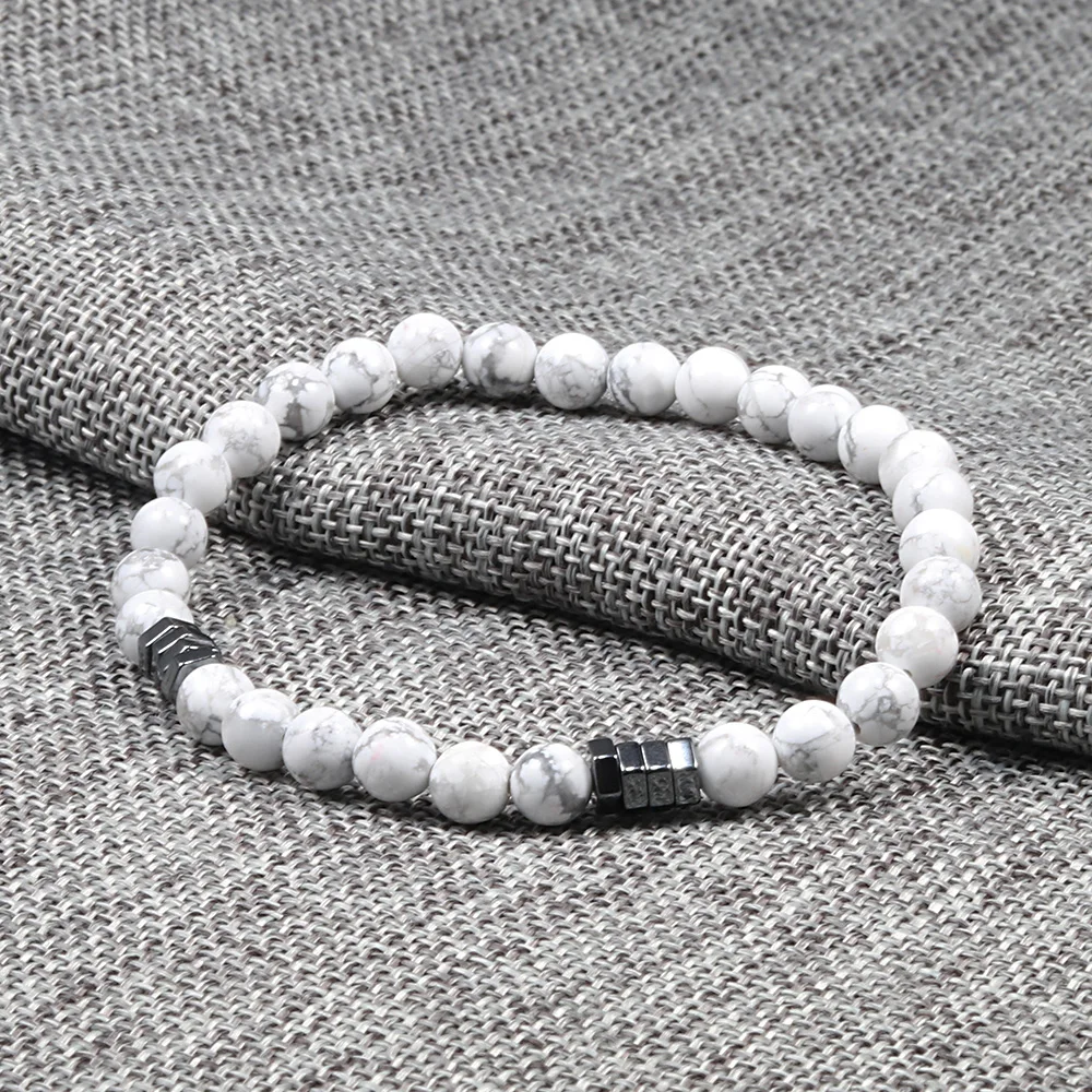 6mm Luxury Thin Men Bracelet Hematite Tiger Eyes Lava Natural Stone Beads Homme Bracelets & Bangles Energy Yoga Jewelry Pulseira