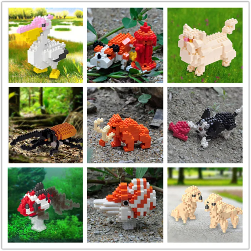 Wisehawk Diamond Mini Building Blocks Animal Toys Bag Bricks Dog Cat Penguin Panda Rabbit Series for Children Gifts