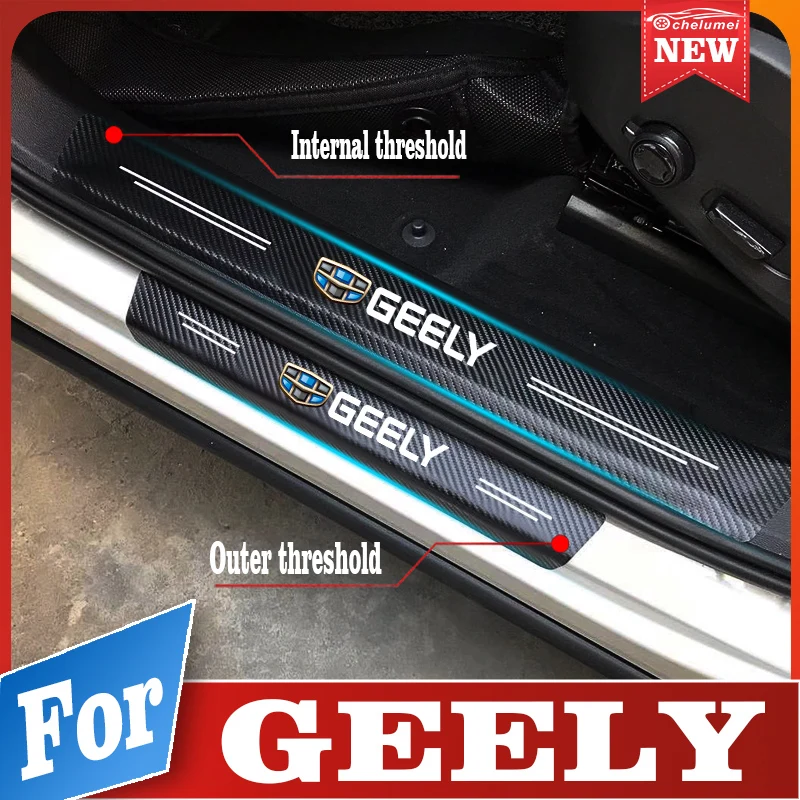 Car Door Sill Protector PU Leather Vinyl Stickers Threshold Decals Accessories For Geely Emgrand EC7 EC8 CK Atlas CK2 CK3 GTGC9