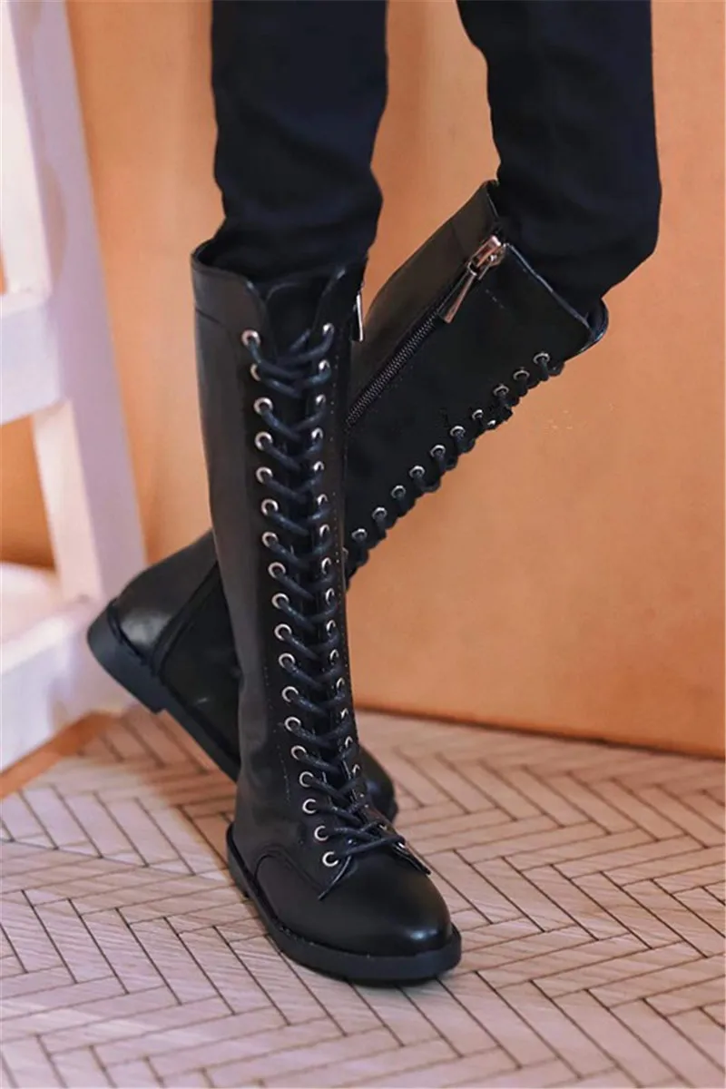 

BJD Doll shoes fit with 1/3 Uncle Size Black Army boot strap Martin Boot pointy long boot doll accessories