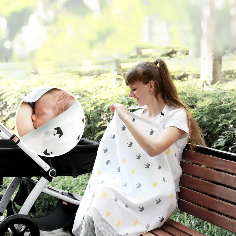 Breathable breastfeeding cover, lightweight pure cotton privacy feeding cover-full coverage and adjustable shoulder strap