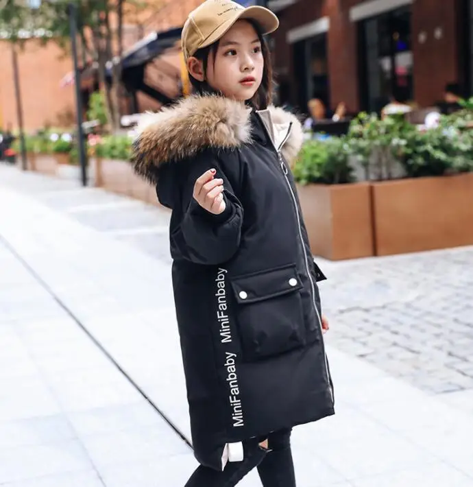 Girls Warm Coat Winter Parkas Outerwear Teenager Outfit Children Kid Girls Fur Hooded Jacket for