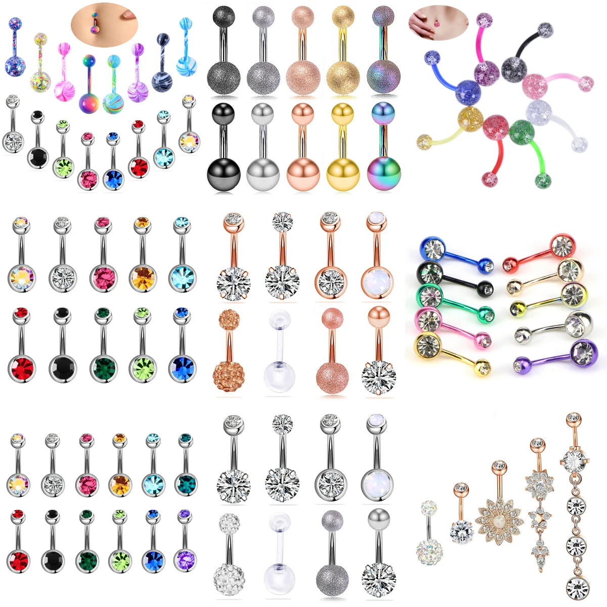 1Set Surgical Steel Belly Piercin Piercing Sexy Piercing Ombligo Ear Piercings Navel Earring Gold Body Jewelry Pircings