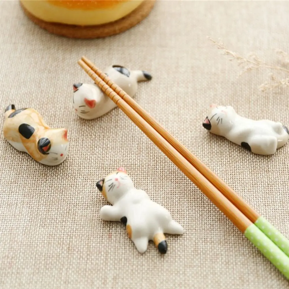 Storage Home Hotel Spoon Fork Rest Ceramic Japanese Chopsticks Holder Lucky Cat Cutlery Stand