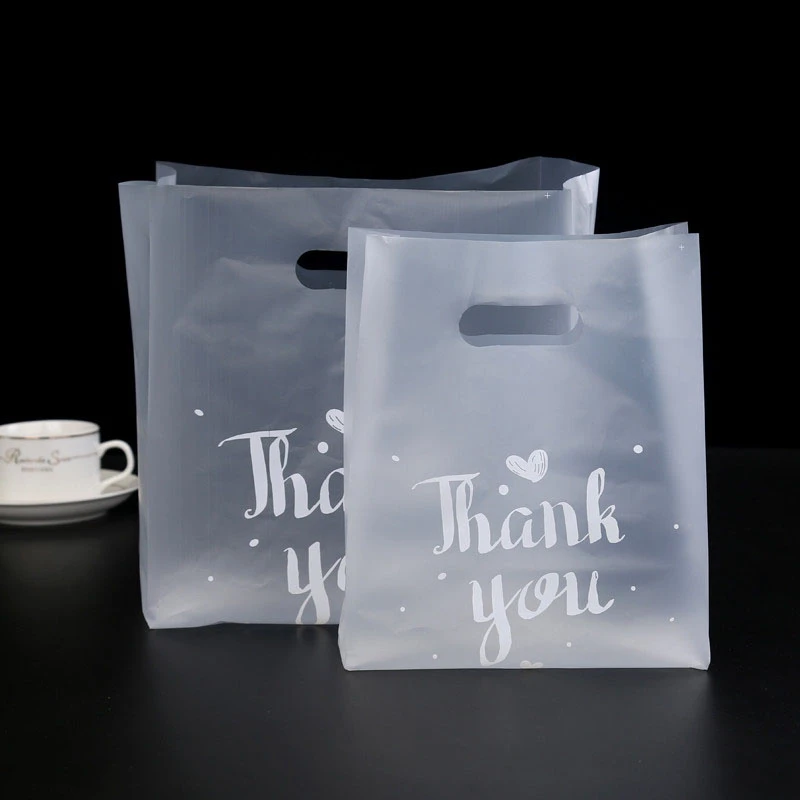 

100pcs 19*28cm Transparent Plastic Bag With Handles Thank You Gift Bag Jewelry Cookies Baking Packaging Bags