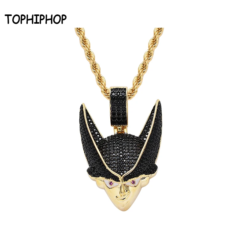 

TOPHIPHOP Hip Hop Jewelry Anime Character Pendant Necklace Micro-Inlaid Zircon Bling Necklace Fashion Gift Men