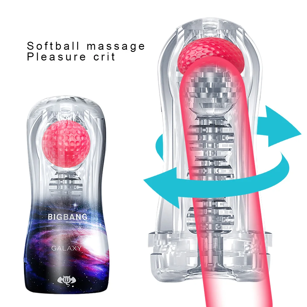 Male Mastuburator Soft Pussy Transparent Vacuum Masturbation Cup With Stimulator Ball Sex Toys For Men Glans Trainer