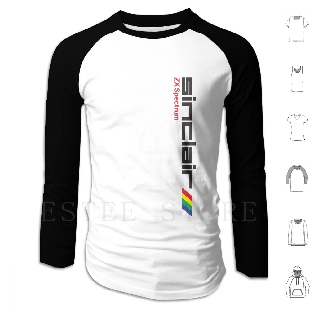 Zx Spectrum Hoodie Long Sleeve Zx Spectrum Micro Computer 1980s Rainbow Flash Miner Willy Jet Set Knightlore Microdrive