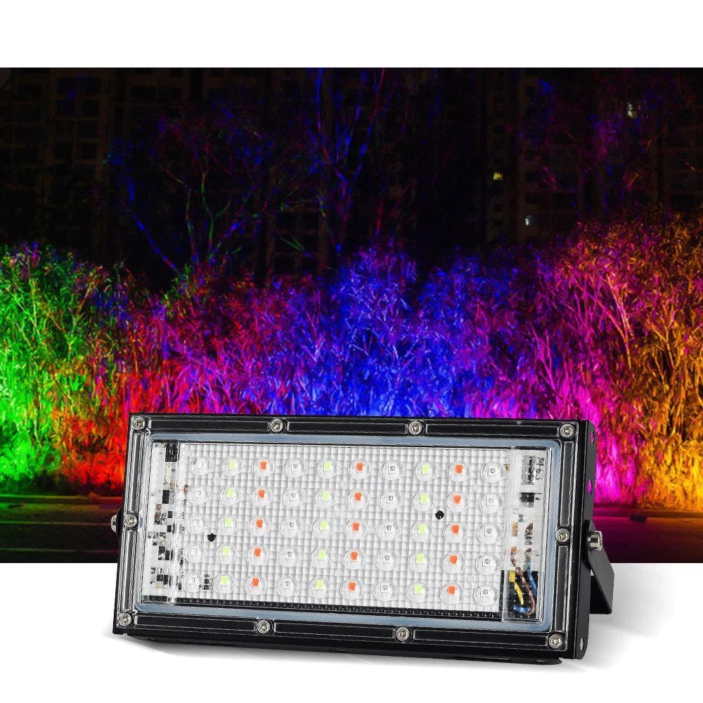 LED Flood light 50W Waterproof RGB LED spotlight projector 220V 230V 240V LED Streetlight FloodLight Refletor Landscape lighting