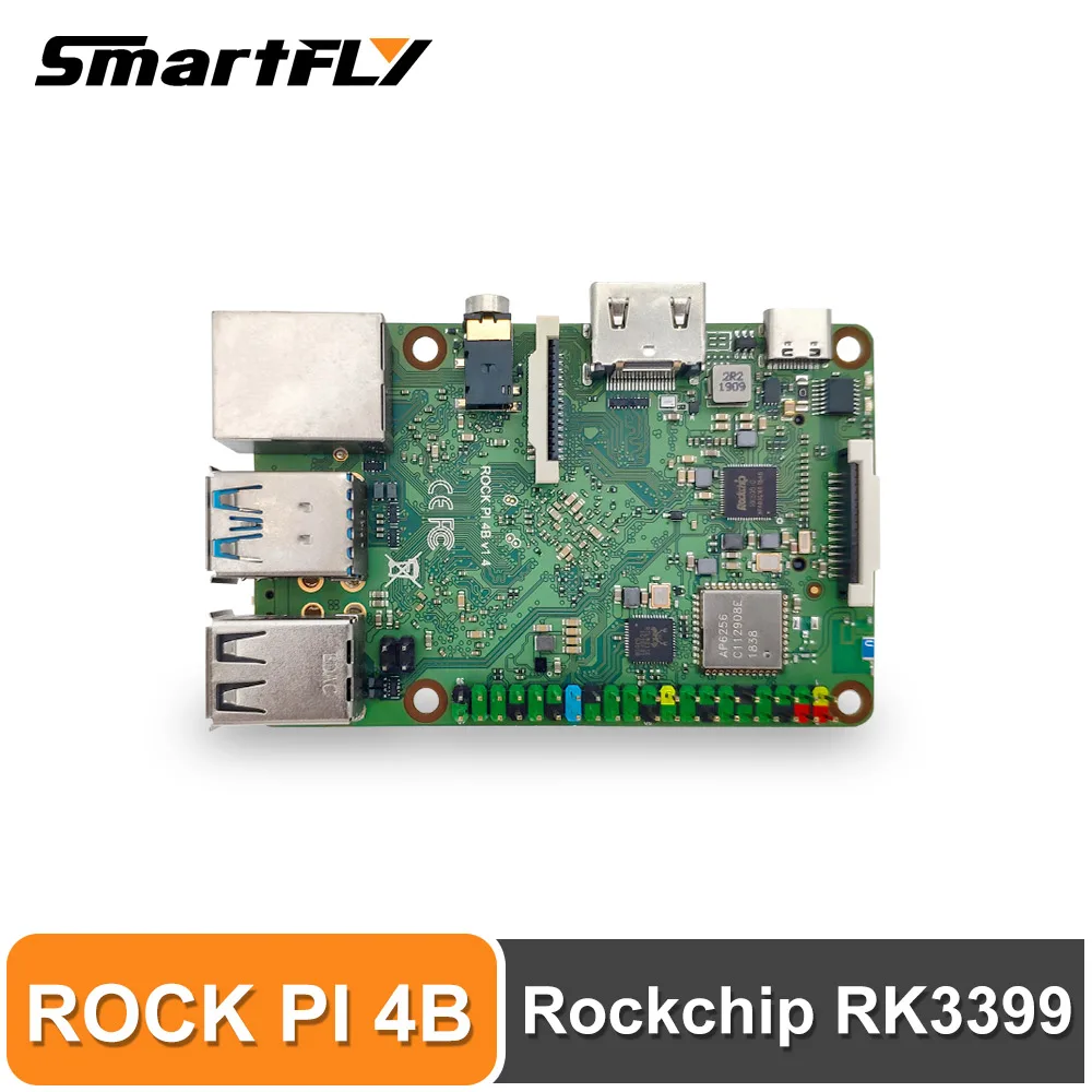 

ROCK PI 4B V1.4 Rockchip RK3399 ARM Cortex Six Core SBC/Single Board Computer Compatible with Official Raspberry Pi Display